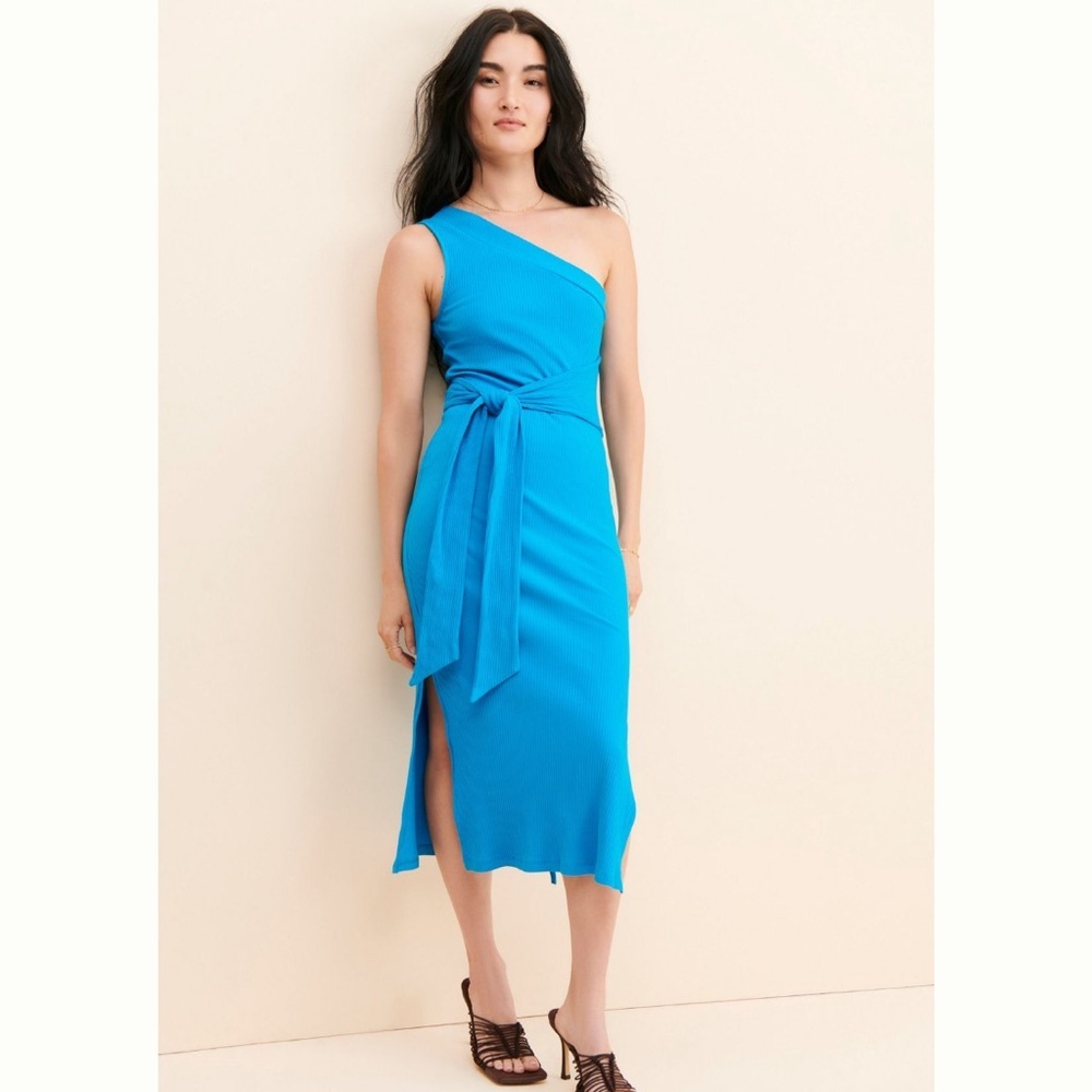 Anthropologie Blue One Shoulder Dress